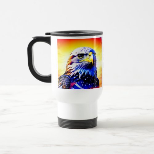 Patriotic Eagle and American Flag Personalized Dad Travel Mug