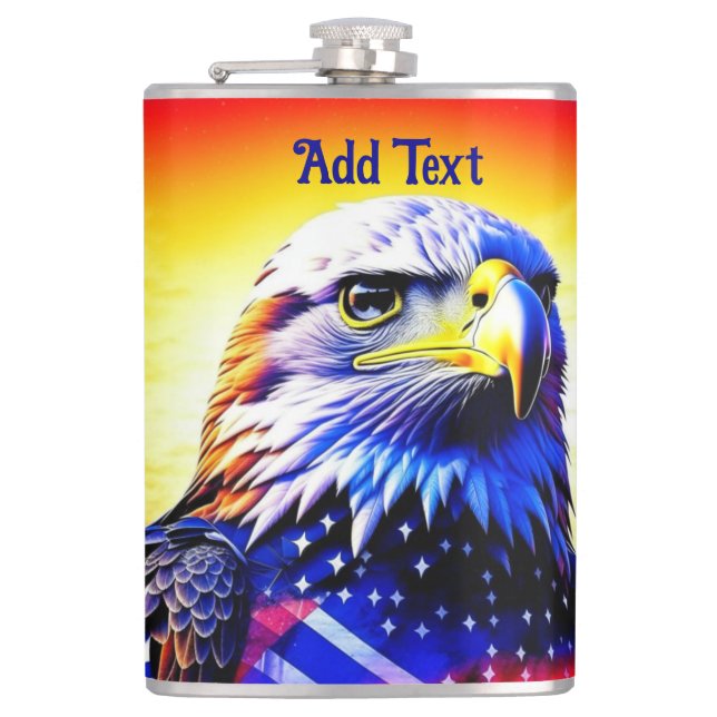 Patriotic Eagle and American Flag Personalized   Flask (Front)