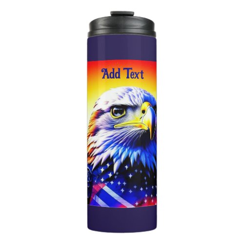 Patriotic Eagle and American Flag Personalized   Thermal Tumbler