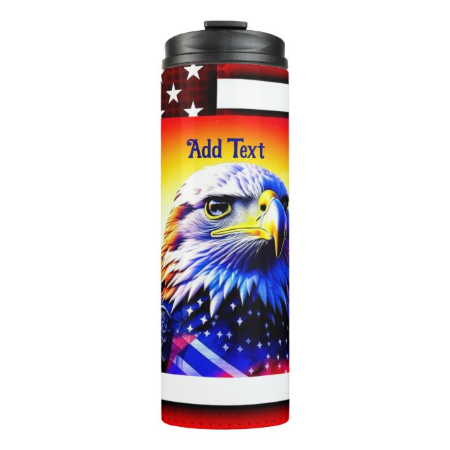 Patriotic Eagle and American Flag Personalized   Thermal Tumbler (Front)