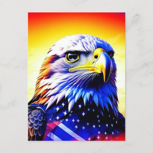 Patriotic Eagle and American Flag  Postcard