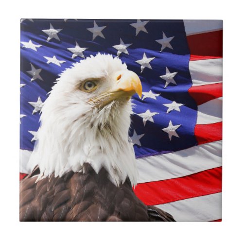 Patriotic Eagle and American Flag Tile