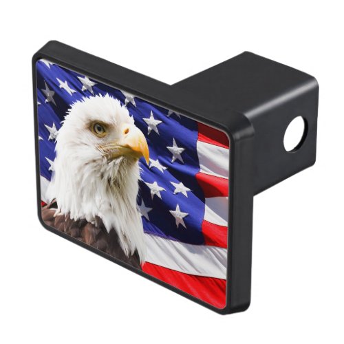 Patriotic Eagle and American Flag Trailer Hitch Cover