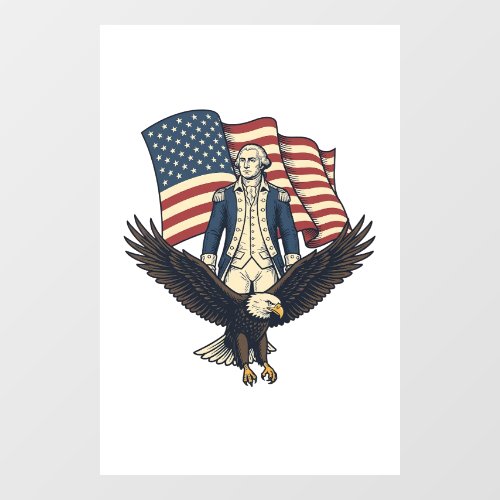 Patriotic Eagle and Colonial General Vintage Vecto Window Cling