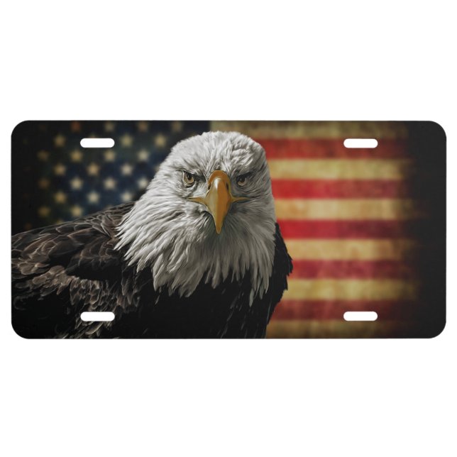 Patriotic Eagle and Flag License Plate (Front)