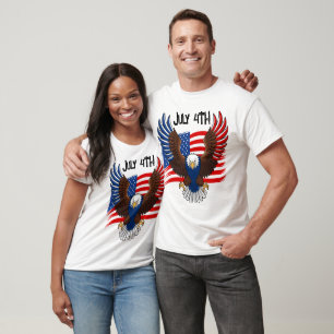 Patriotic Eagle and US Flag July 4th T-Shirt