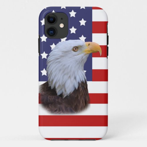 Patriotic  Eagle and USA Flag iPhone 11 Case