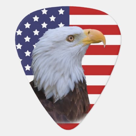 Patriotic  Eagle And Usa Flag  Customizable Guitar Pick
