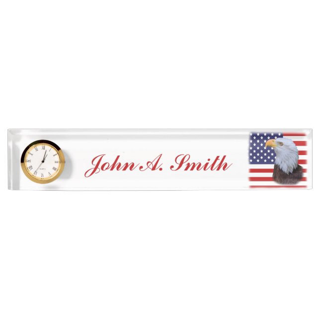 Patriotic  Eagle and USA Flag  Customizable Name Plate (Front)