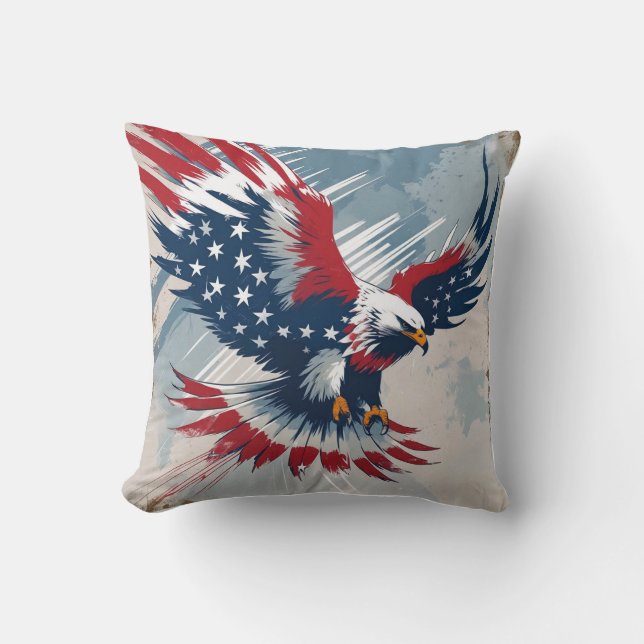 Patriotic Eagle Art Throw Pillow (Front)