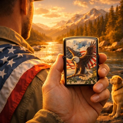 Patriotic Eagle Artwork – Bold American Flag Zippo Lighter