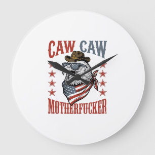 Patriotic Eagle Caw Caw Vintage Funny Shirt Design Large Clock