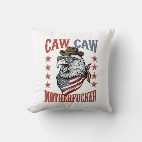 Patriotic Eagle Caw Caw Vintage Funny Shirt Design Throw Pillow