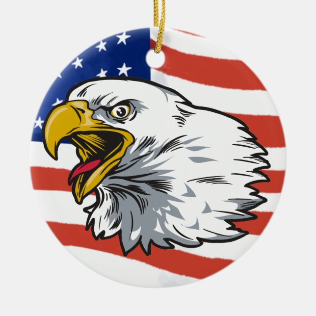 Patriotic Eagle Ceramic Ornament (Front)