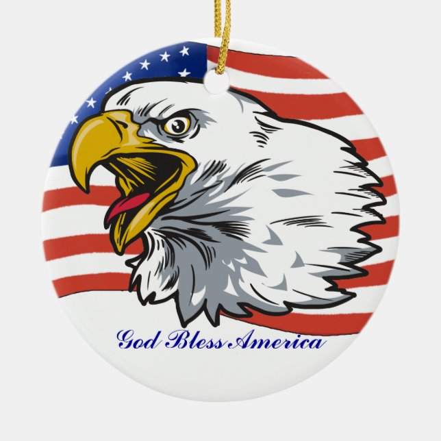 Patriotic Eagle Ceramic Ornament (Front)