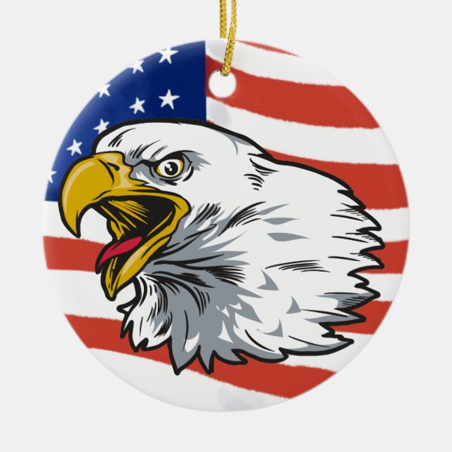 Patriotic Eagle Ceramic Ornament (Front)