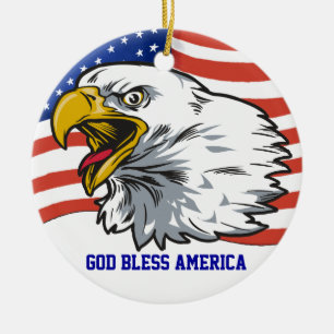 Patriotic Eagle Ceramic Ornament