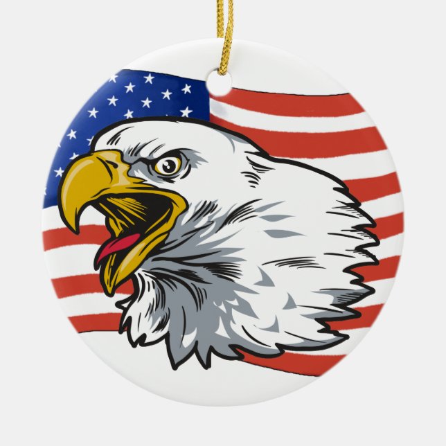 Patriotic Eagle Ceramic Ornament (Front)