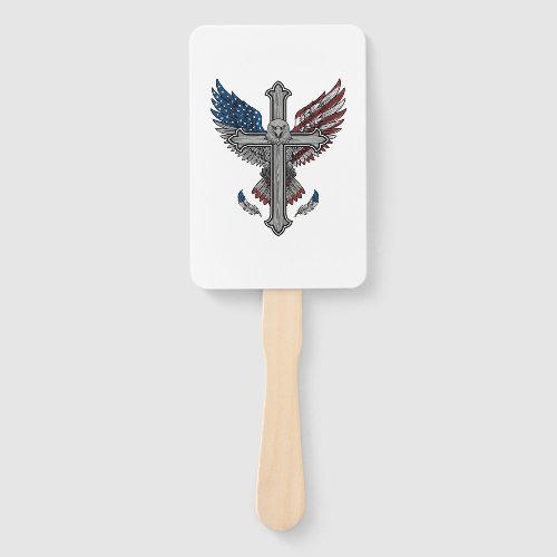 Patriotic Eagle Cross Vintage Engraving Vector Des Hand Fan
