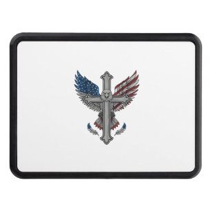 Patriotic Eagle Cross Vintage Engraving Vector Des Hitch Cover