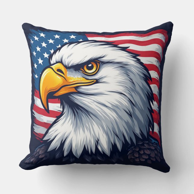 Patriotic Eagle Design Patriotic Gift Idea Throw Pillow (Front)