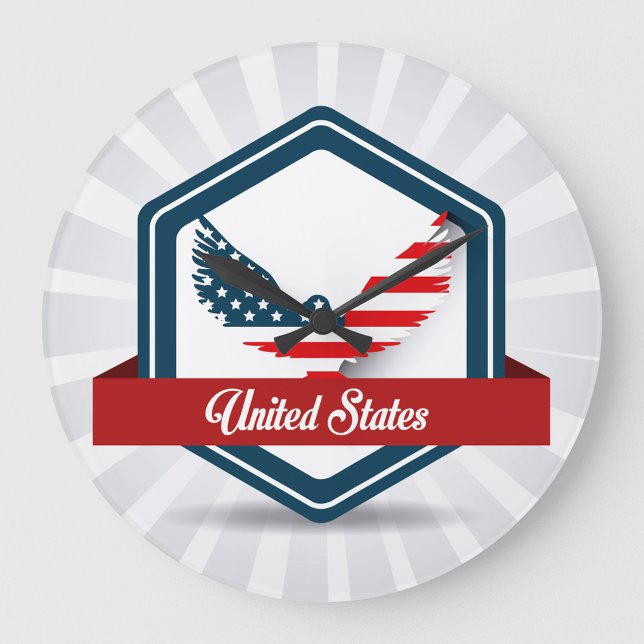 Patriotic Eagle Emblem  Large Clock ("Star stripes design")