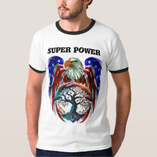 Patriotic Eagle Emblem T-shirt with American Flag