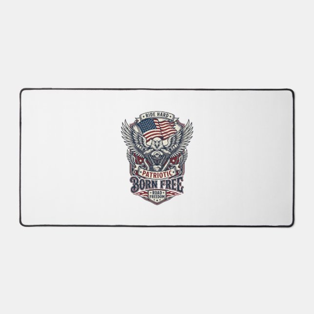 Patriotic Eagle Engine Biker Road Freedom Patriot  Desk Mat (Front)