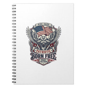 Patriotic Eagle Engine Biker Road Freedom Patriot Notebook