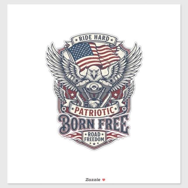 Patriotic Eagle Engine Biker Road Freedom Patriot  Sticker (Sheet)