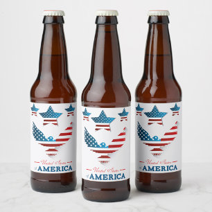 Patriotic Eagle Flag Bottle  Beer Bottle Label