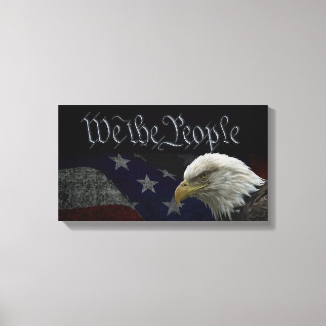 Patriotic Eagle & Flag Canvas Print (Front)