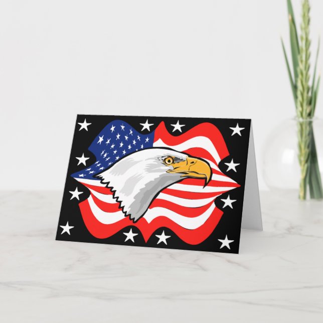 Patriotic Eagle Flag Greeting Card (Front)