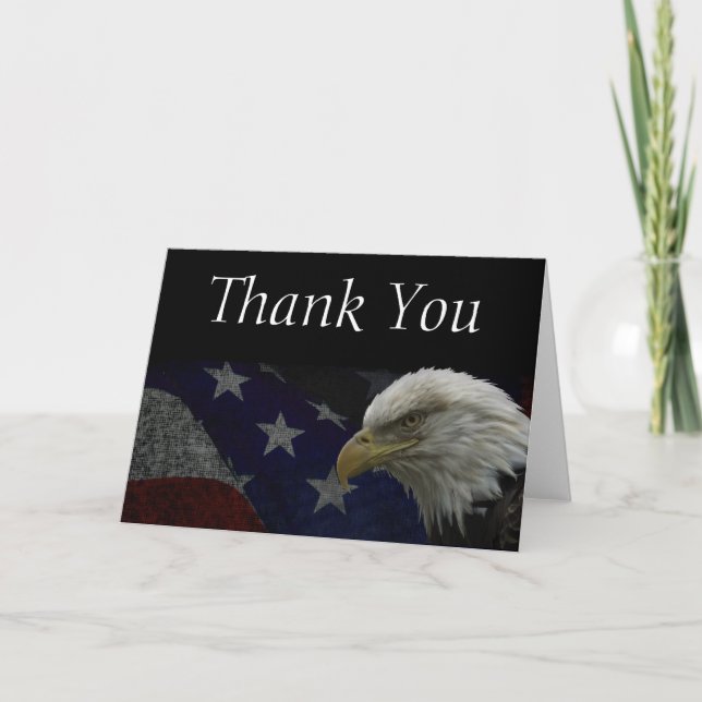Patriotic Eagle & Flag Letterpress Thank You Card (Front)