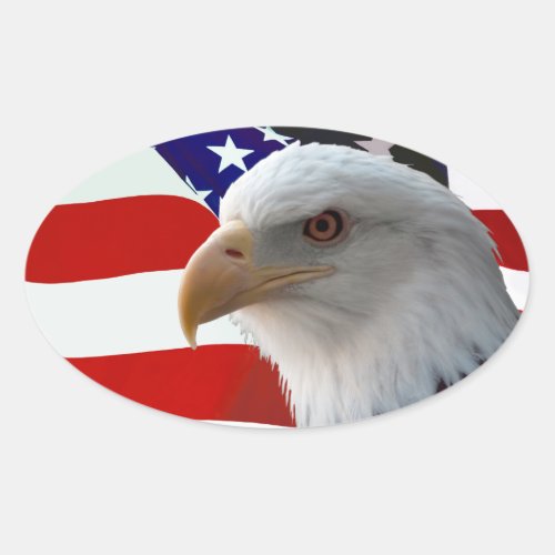 Patriotic Eagle  Flag Oval Sticker