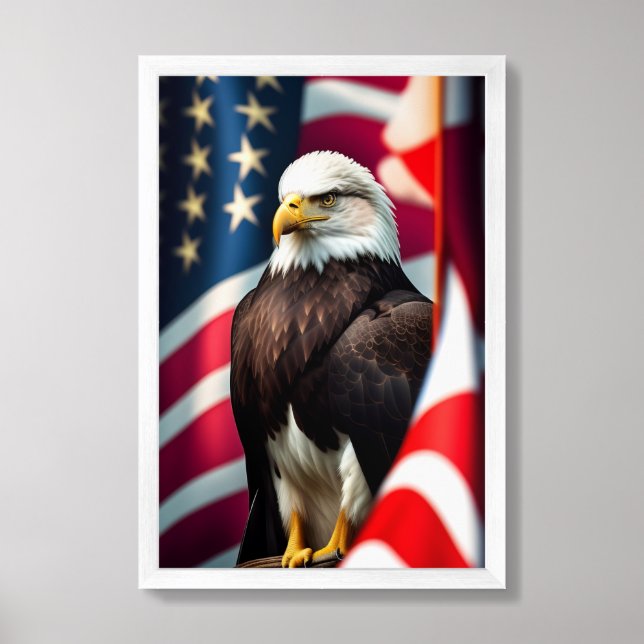 Patriotic Eagle Flag Poster Print (Framed Front)