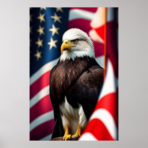 Patriotic Eagle Flag Poster Print