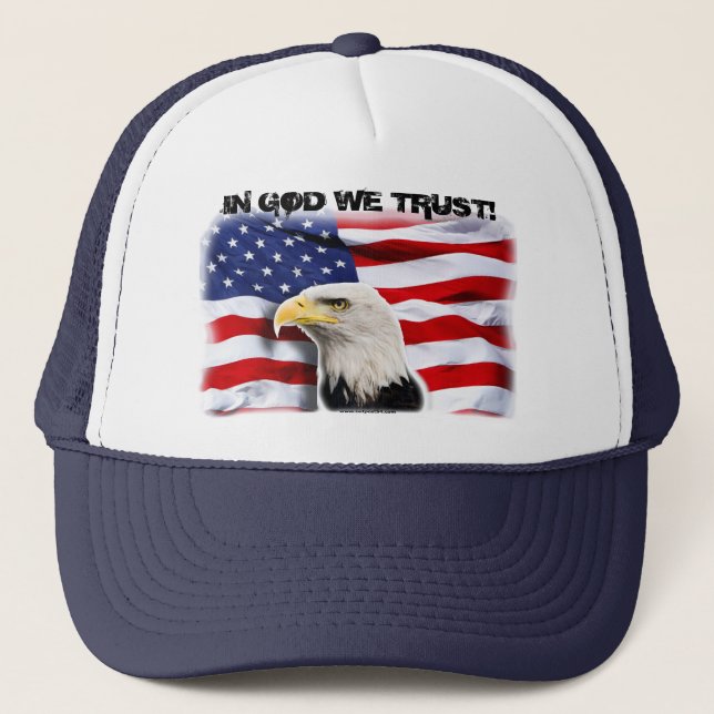Patriotic EAGLE & FLAG Trucker Hat (Front)