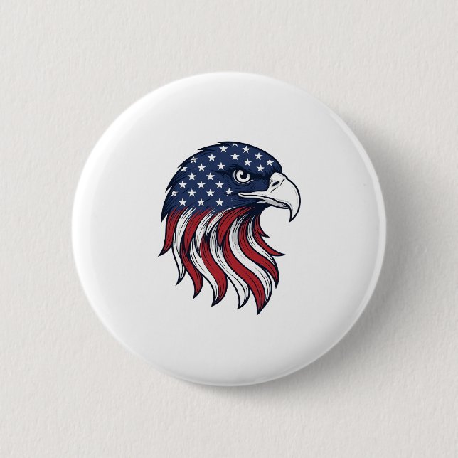 Patriotic Eagle Flag Vector Design for White Shirt Button (Front)