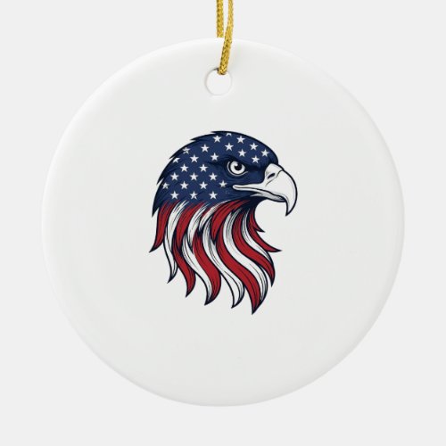Patriotic Eagle Flag Vector Design for White Shirt Ceramic Ornament