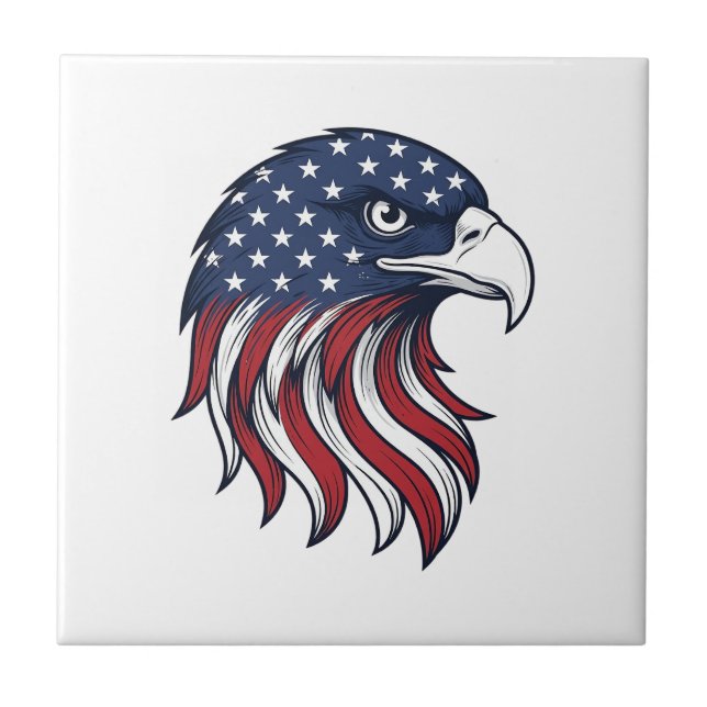 Patriotic Eagle Flag Vector Design for White Shirt Ceramic Tile (Front)