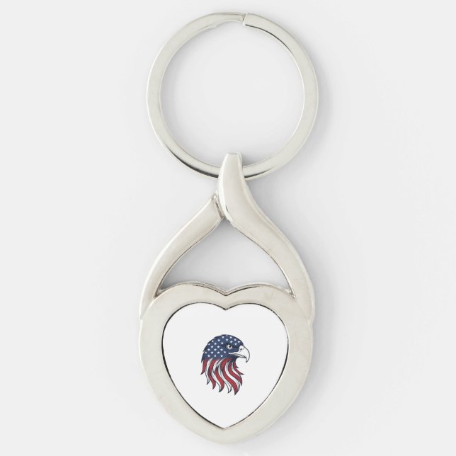 Patriotic Eagle Flag Vector Design for White Shirt Keychain (Front)