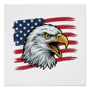 Patriotic Eagle Flag Vintage Vector Design_1 Poster