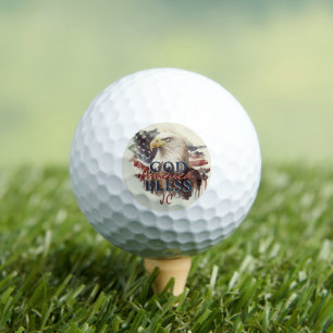 Patriotic Eagle God Bless America Custom Initials Golf Balls