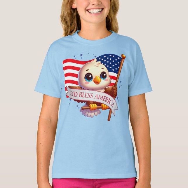 Patriotic Eagle GOD BLESS AMERICA flag, USA 🦅🇺🇸 T-Shirt (Front)