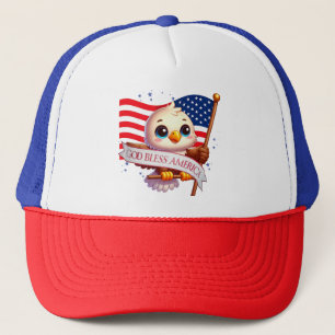 Patriotic Eagle GOD BLESS AMERICA flag, USA 🦅🇺🇸 Trucker Hat