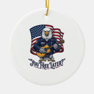 Patriotic Eagle Guitar Vintage Ceramic Ornament