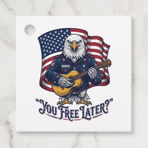 Patriotic Eagle Guitar Vintage Favor Tags