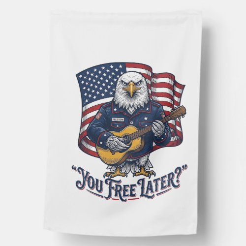 Patriotic Eagle Guitar Vintage House Flag