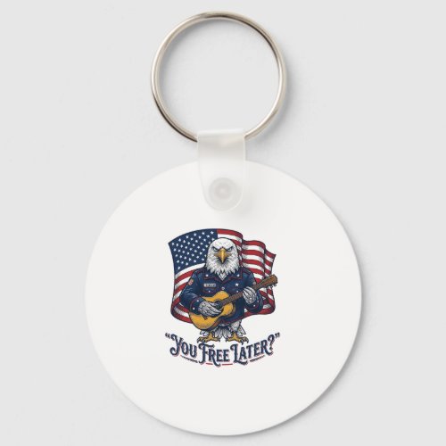 Patriotic Eagle Guitar Vintage Keychain